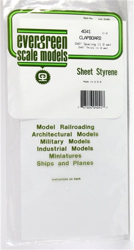 Evergreen Scale Models 4041 Styrene Siding Clapboard .040 Spacing (1.0mm) .040" Thick (1.0mm) NIB