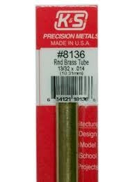 K&S Precision Metals #8136 Round Brass Tube 13/32" x 12" Carded NIB