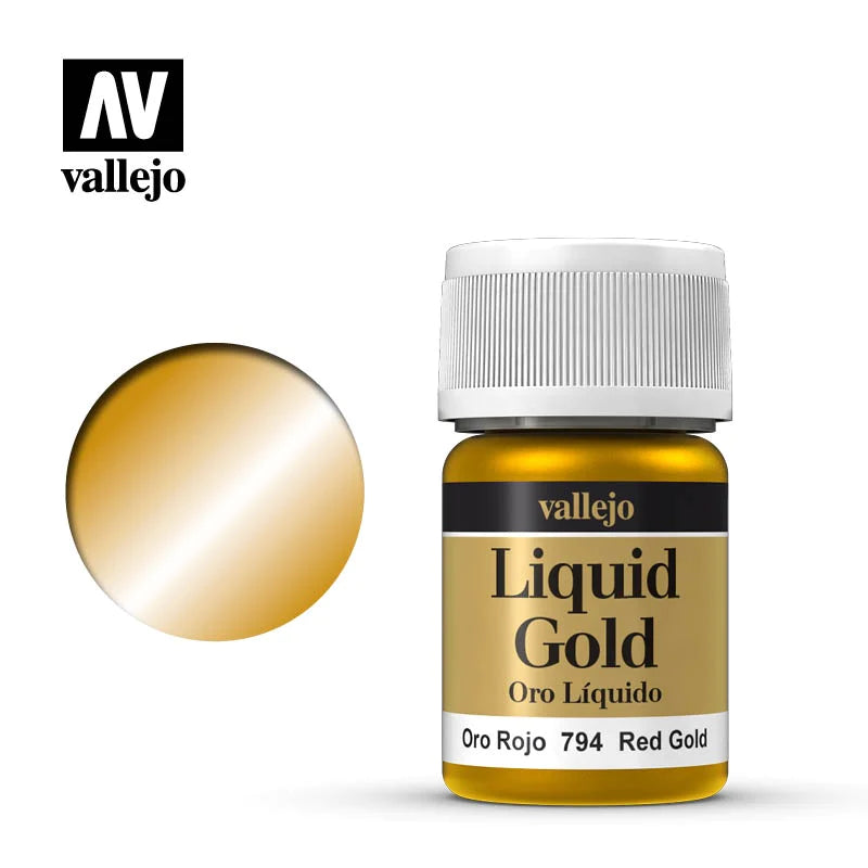 Vallejo 70794 Liquid Gold (Alcohol Based) Red Gold 35ml NIB