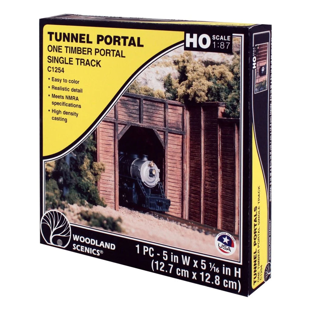 Woodland Scenics C1254 HO Single-Track Timber Tunnel Portal Hydrocal Plaster Casting NIB