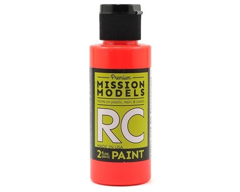 Mission Models MMRC-046 Water-based RC Paint, 2 oz bottle, Flourescent Racing Red