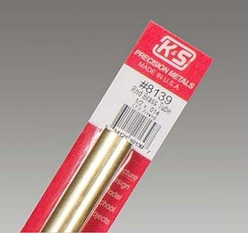 K&S Precision Metals #8139 Round Brass Tube 1/2" x 12" Carded NIB