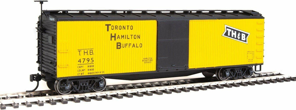 Walthers Mainline 910-40164 HO 40' USRA Wood Boxcar Toronto, Hamilton & Buffalo TH&B THB #4795 Yellow Black Bowtie Logo NIB RTR