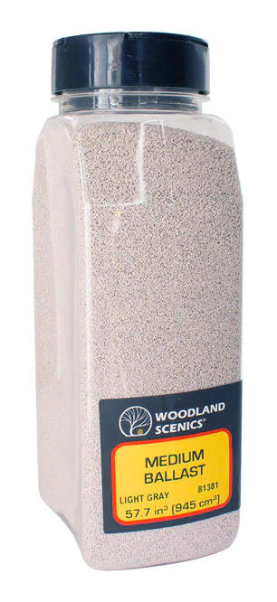 Woodland Scenics B1381 Medium Ballast Light Gray Shaker 57.7 in3 (945 cm3) NIB