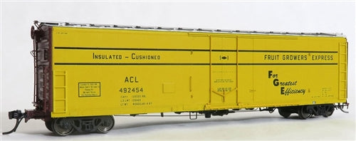 Moloco 33031-01 HO 4-67 FGE 50' Refrigerator Car w/ 10-1 Center Door Atlantic Coast Line ACL #492454 Yellow Black Jacksonville Repaint NIB RTR