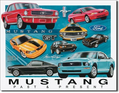Desperate Enterprises 1272 Mustang Past & Present Round Tin Sign NEW