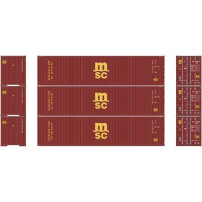 Athearn Ready To Roll ATH27170 HO 40' Mediterranean Shipping Co Container Line Pkg of 3 MSC NIB