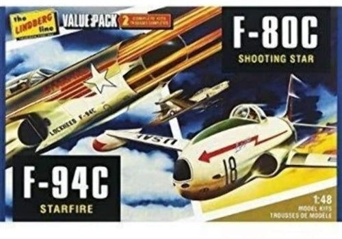 Lindberg HL509 Korean War Fighters (F-80C Shooting Star & F-94C Starfire) 2 Pack 1/48 Plastic Model Kits NIB